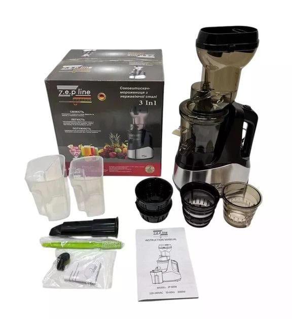Соковижималка-морозивниця ZepLine ZP-6058 3в1 шнекова з чашею 0,3 л 3000 Вт (ZP-6058)