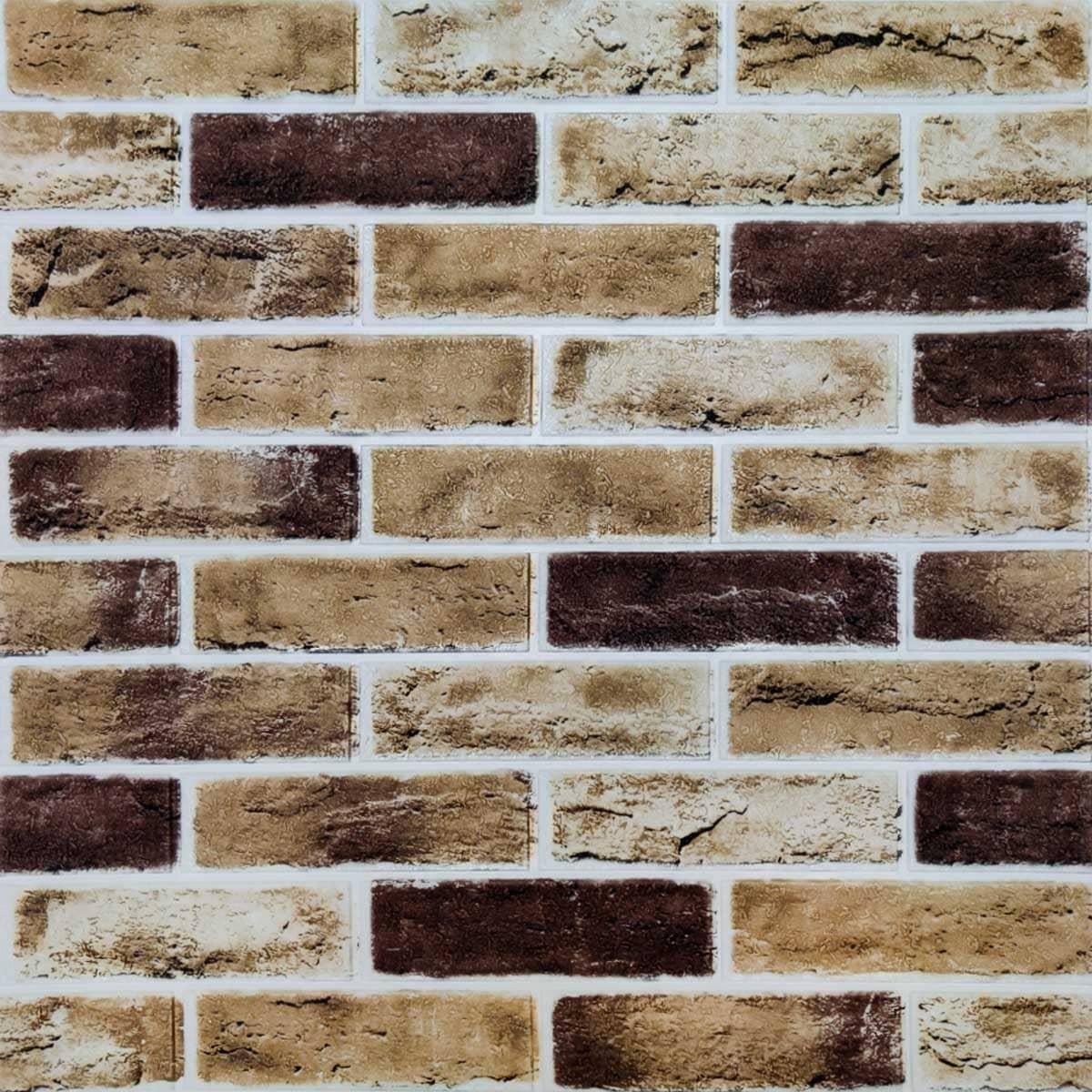 Панель самоклеющаяся 3D Sticker Wall под кирпич клинкер 700x700x5 мм Песочный