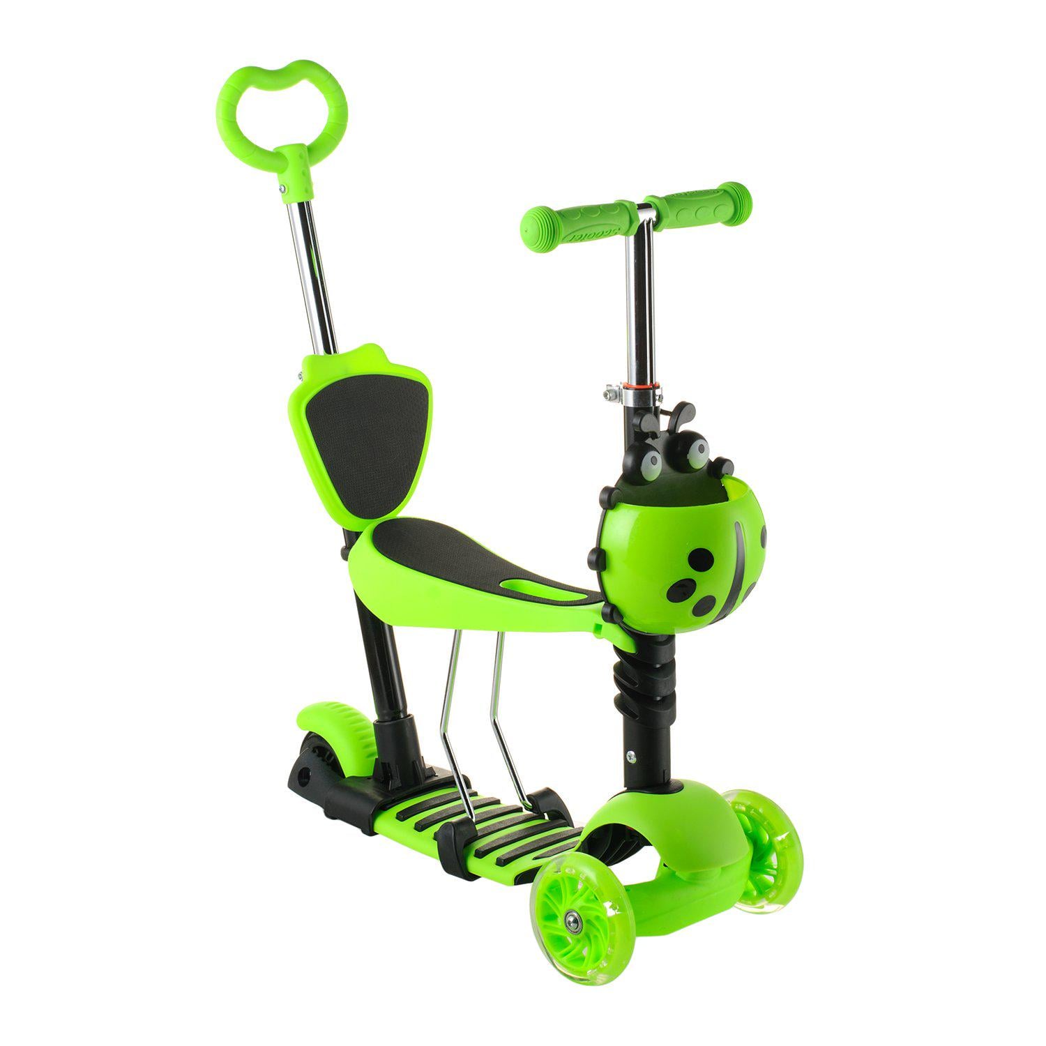 Самокат детский трехколесный с родительской ручкой Зеленый (33542633)