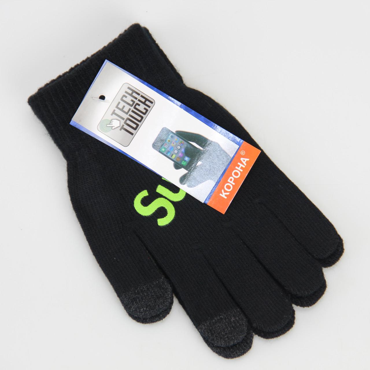 Перчатки детские шерстяные сенсорные осень/зима 6-8 лет Салатовый (33522)