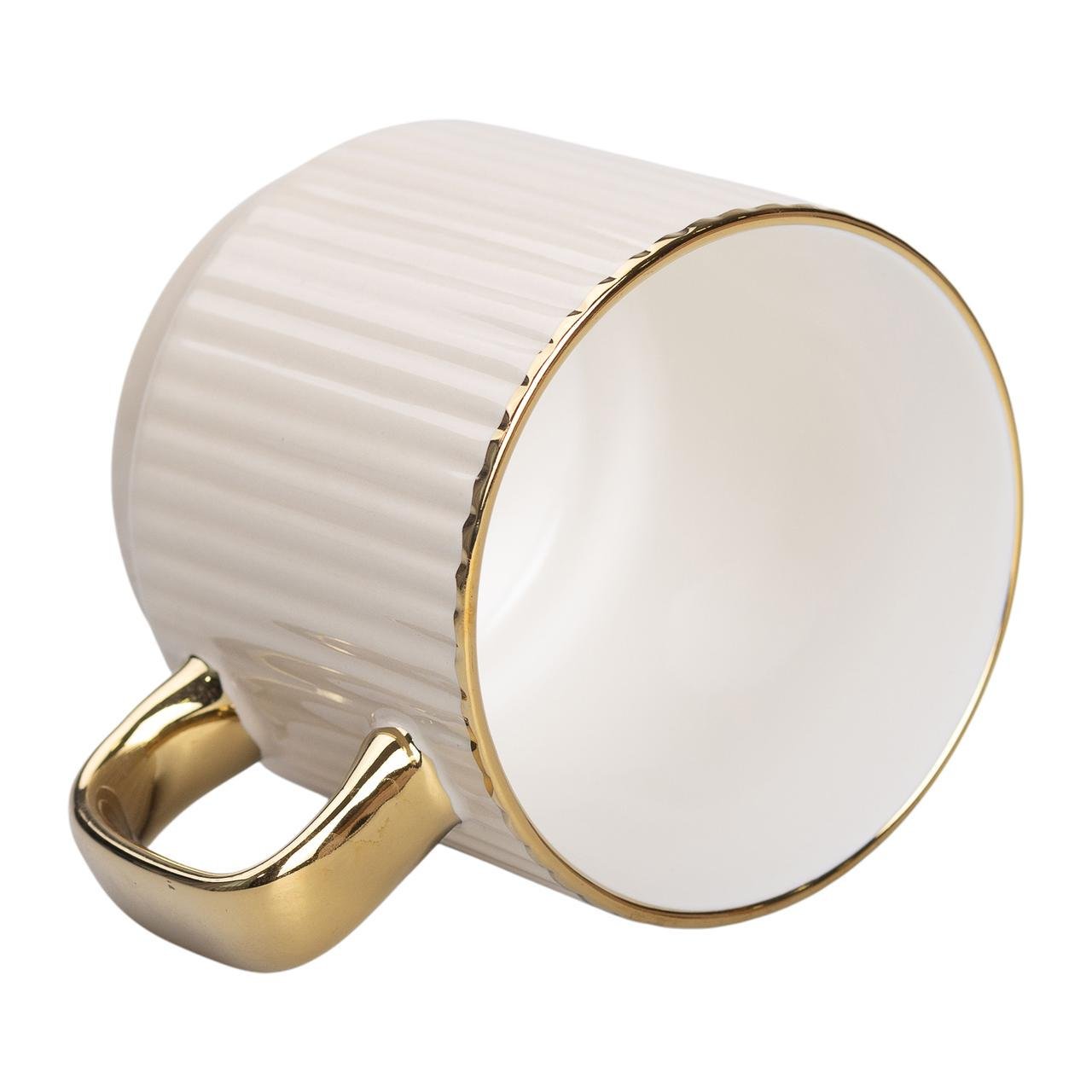 Чашка керамическая Light House с золотым ободком и золотой ручкой 300 мл (LG-20158) - фото 3