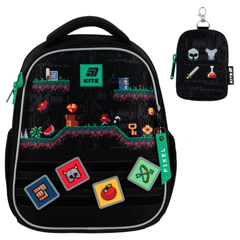 Школьный рюкзак каркасный KITE Education Pixel Game K25-555S-4