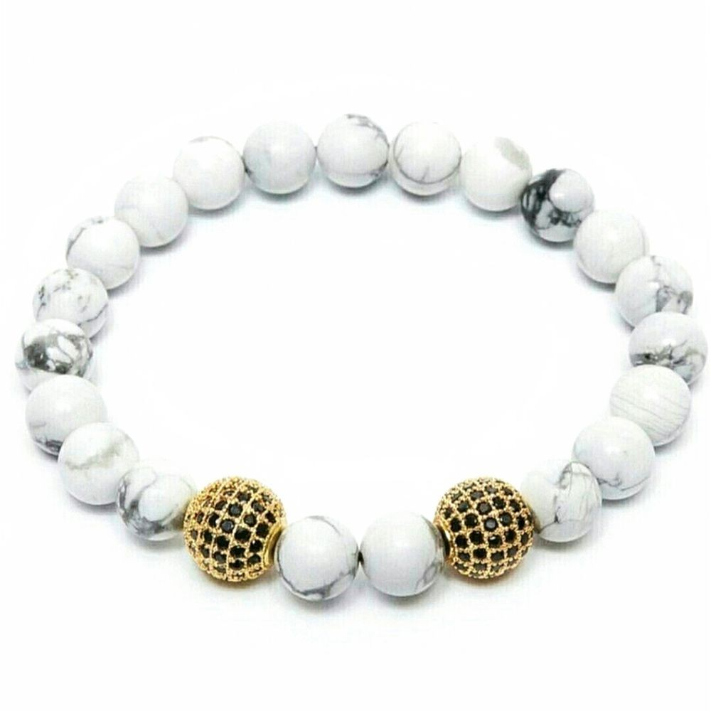 Браслет из кахолонга с двумя шарами р. 15 Золотой/Белый (90031) Браслет из кахолонга с двумя шарами р. 15 Золотой/Белый (90031)