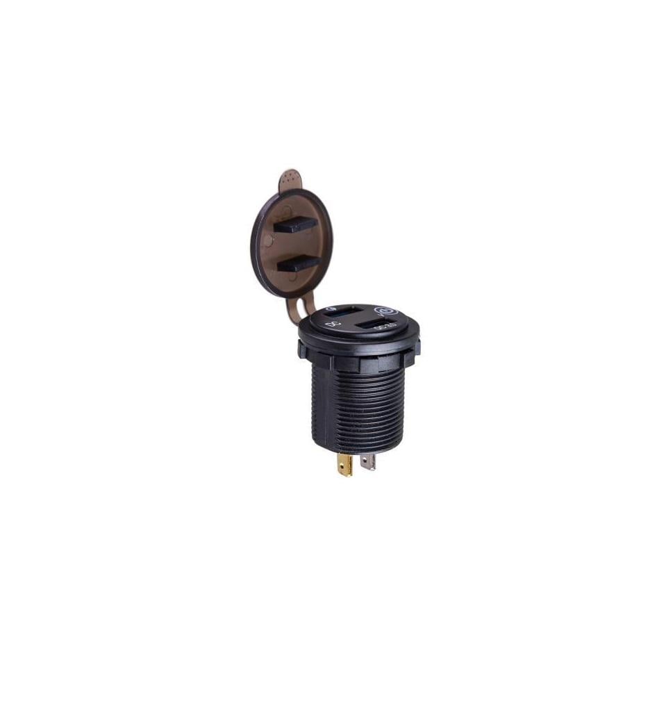 Автомобильное зарядное устройство 2 USB 5V2.1A 5V2.1A 12-24V врезное в планку/ вольтметр (59866 USB-12-24V 4.2A BLU)