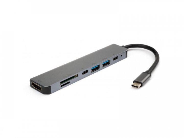 Концентратор Vinga Type-C to 4K HDMI/2хUSB3,0/SD/TF/PD/USB-C 3,1 Gen1 Aluminium (VCPHTC7AL) - фото 1