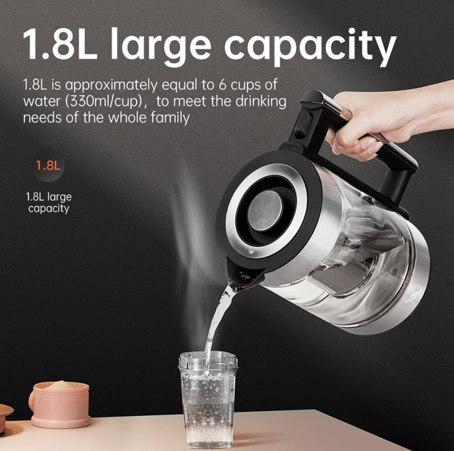 Електрочайник Hoco HA01A Kitchen high boron glass electric kettle 1,8 л Silver - фото 12