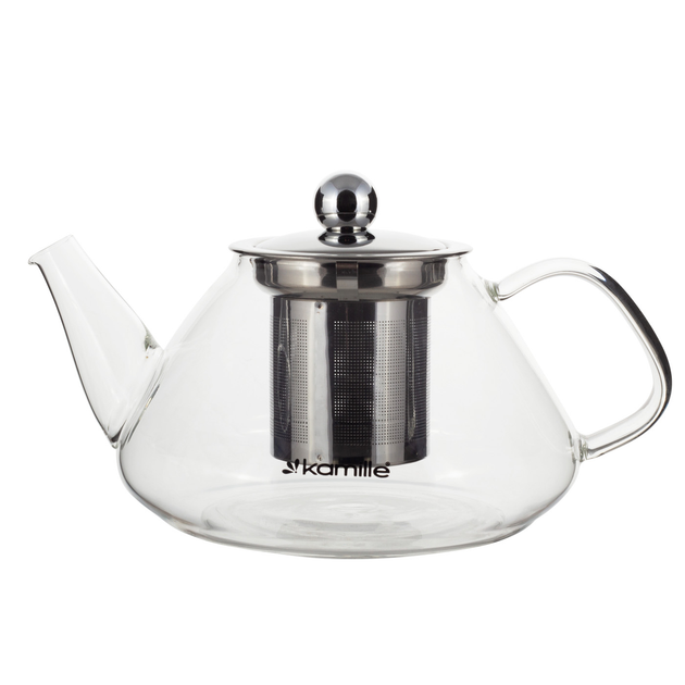 Заварювальний чайник зі скляною ручкою Kamille KM-0782M з нержавіючої сталі та термостійкого скла 700 мл Прозорий (150-84-0782M)