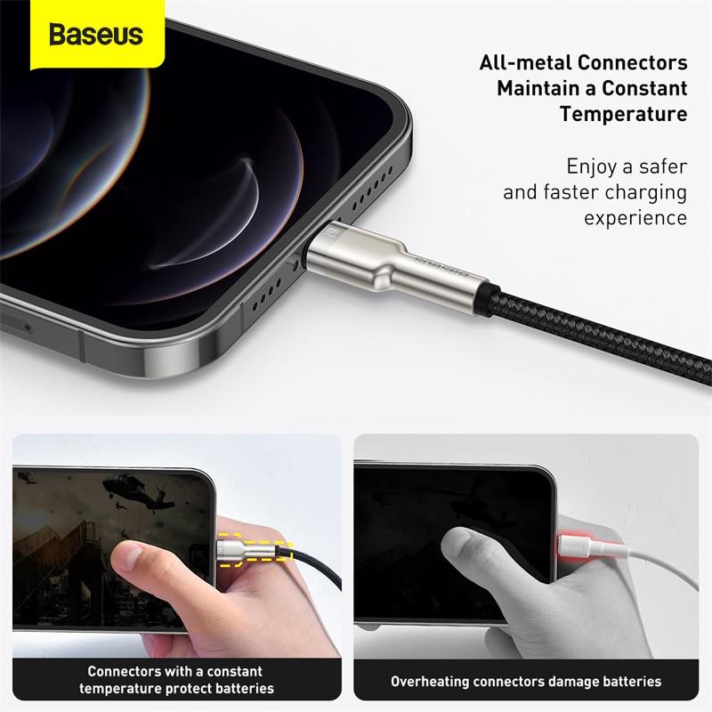 USB кабель BASEUS для iPhone Lightning Cafule Series Metal Data Cable 0,25 м 2.4A Black - фото 4