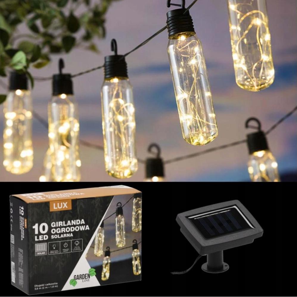 Гірлянда садова GardenLine SOL3668 10 LED декоративна на сонячній батареї 3,8 м Теплий білий - фото 2 Гірлянда садова GardenLine SOL3668 10 LED декоративна на сонячній батареї 3,8 м Теплий білий - фото 2
