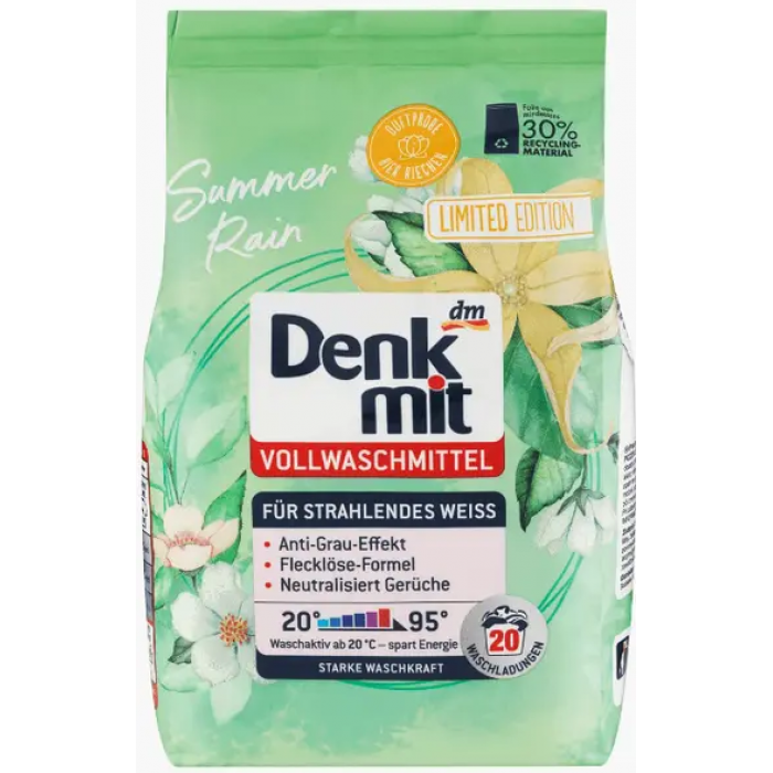 Стиральный порошок для белого белья Denkmit Summer Rain 1,3 кг 20 стирок (586859)