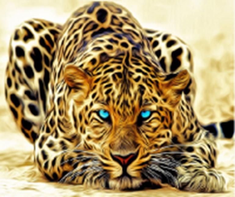 Алмазная мозаика флуоресцентная Леопард 30x40 см без рамки 42x65x4 см (AG0007)