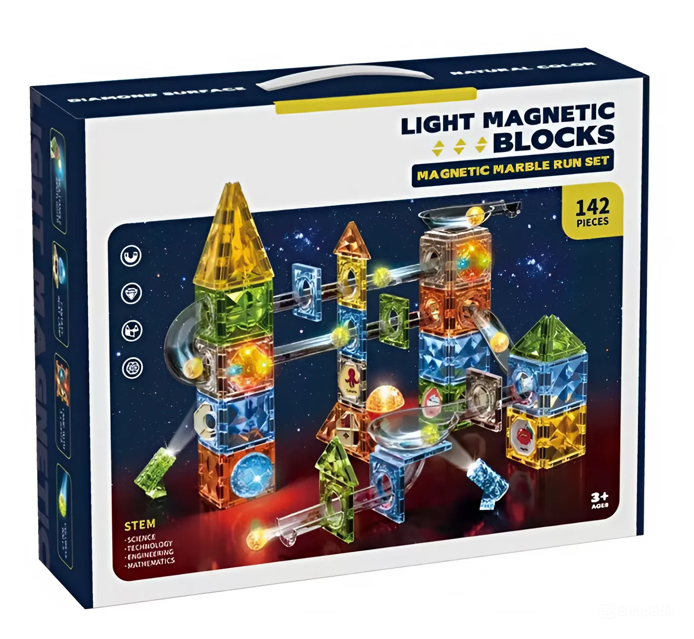 Конструктор магнитный геометрические фигуры/книга с заданиями 142 элемента (3302)