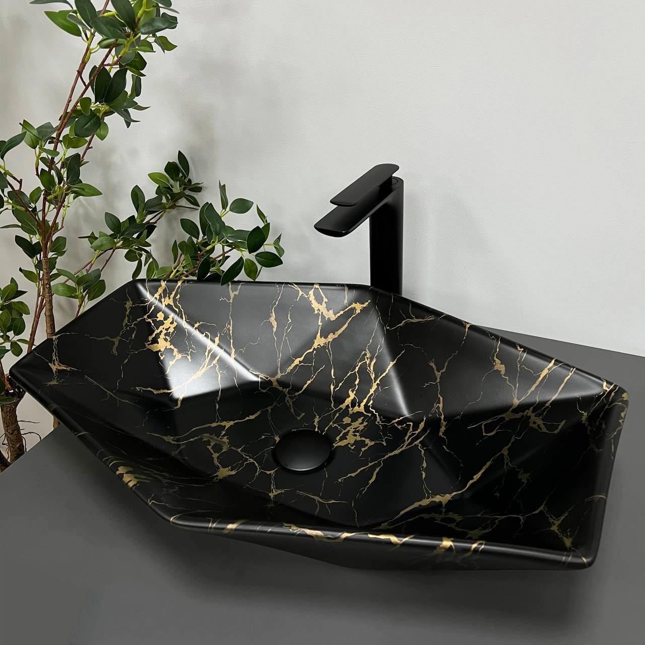 Умывальник накладной VBI VENEZIA Marble Black Matt (2808389460)