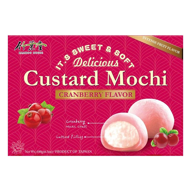 Тістечко моті Bamboo House Gustard Mochi Сranberry Flavor із заварним кремом журавлина 180 г
