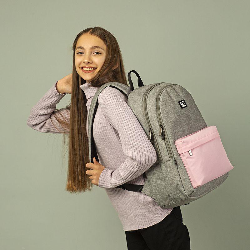 Рюкзак GoPack Education Teens 44х29х14 см 15 л Серо-розовый (GO24-140L-1) - фото 2