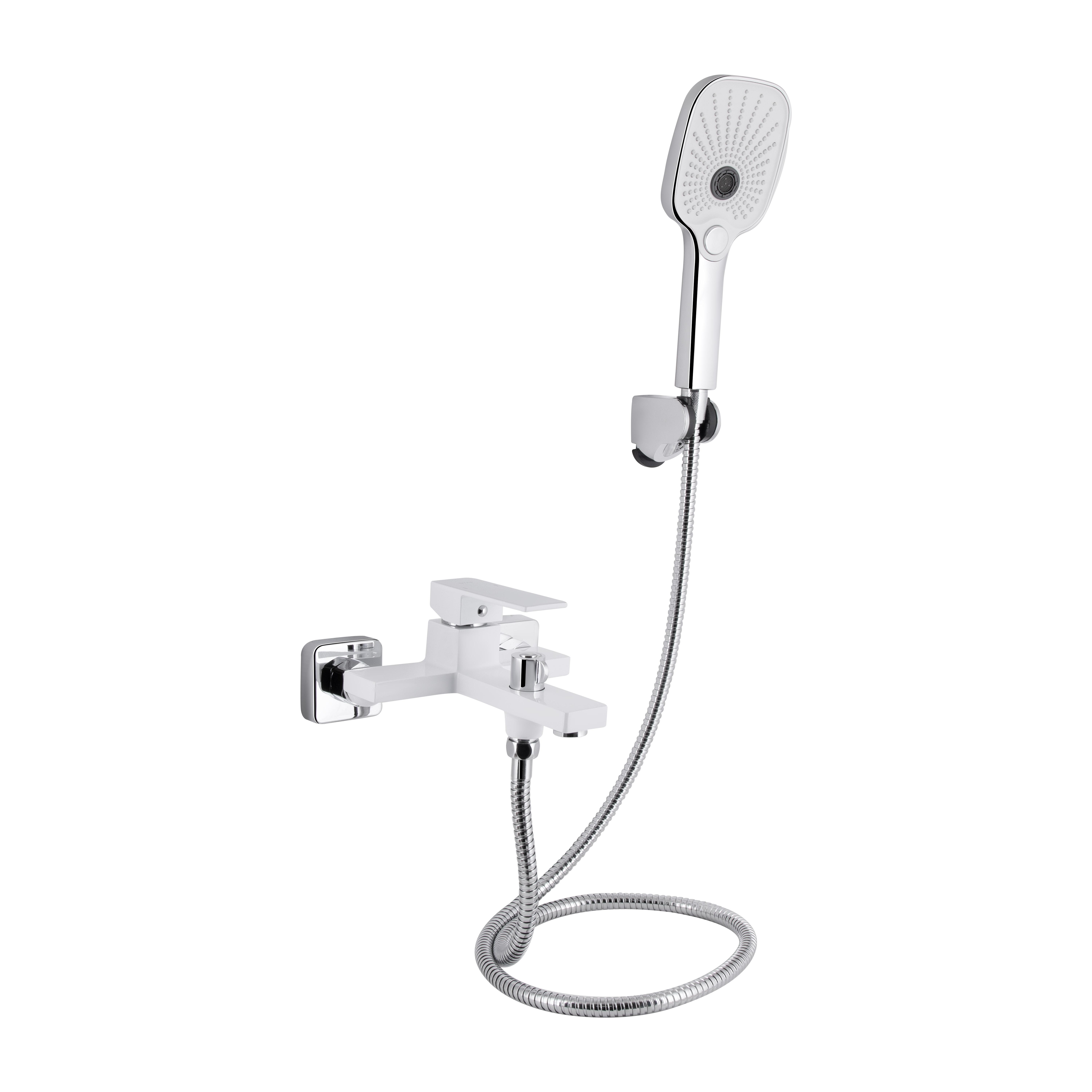 Смеситель для ванны Qtap Gemini c душевым гарнитуром QTGEM259CRW45683 Chrome/White