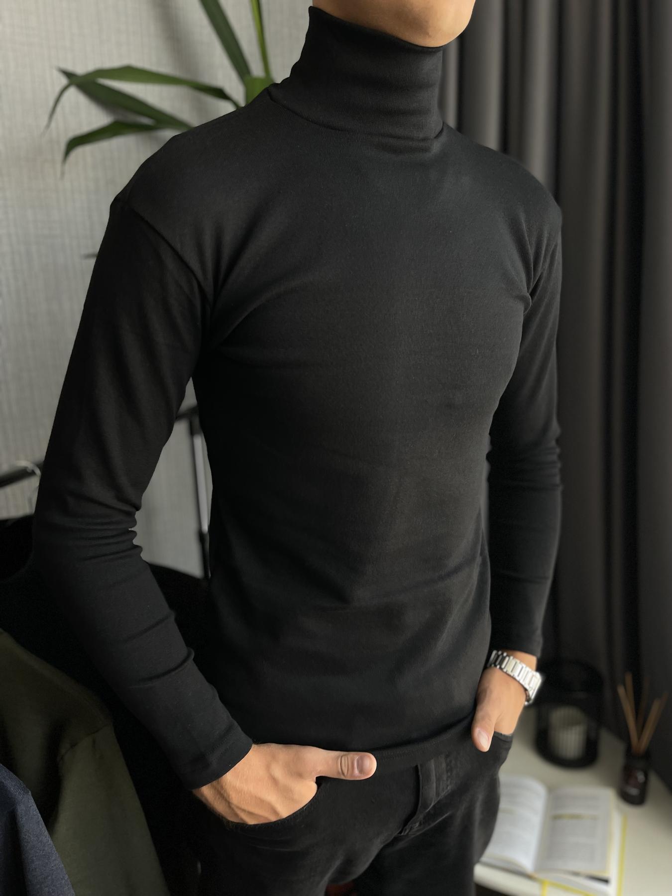 Гольф чоловічий зимовий на флісі облягаючий 3XL Чорний (26534/5) - фото 11 Гольф чоловічий зимовий на флісі облягаючий 3XL Чорний (26534/5) - фото 11