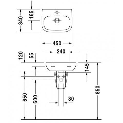 Умывальник подвесной Duravit D-Code 45x34 cм Белый (07054500002) - фото 2