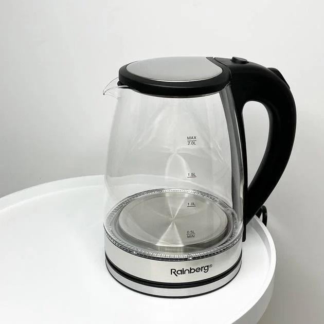 Електрочайник дисковий Rainberg RB 2250 скляний 2 л Чорний (0047)