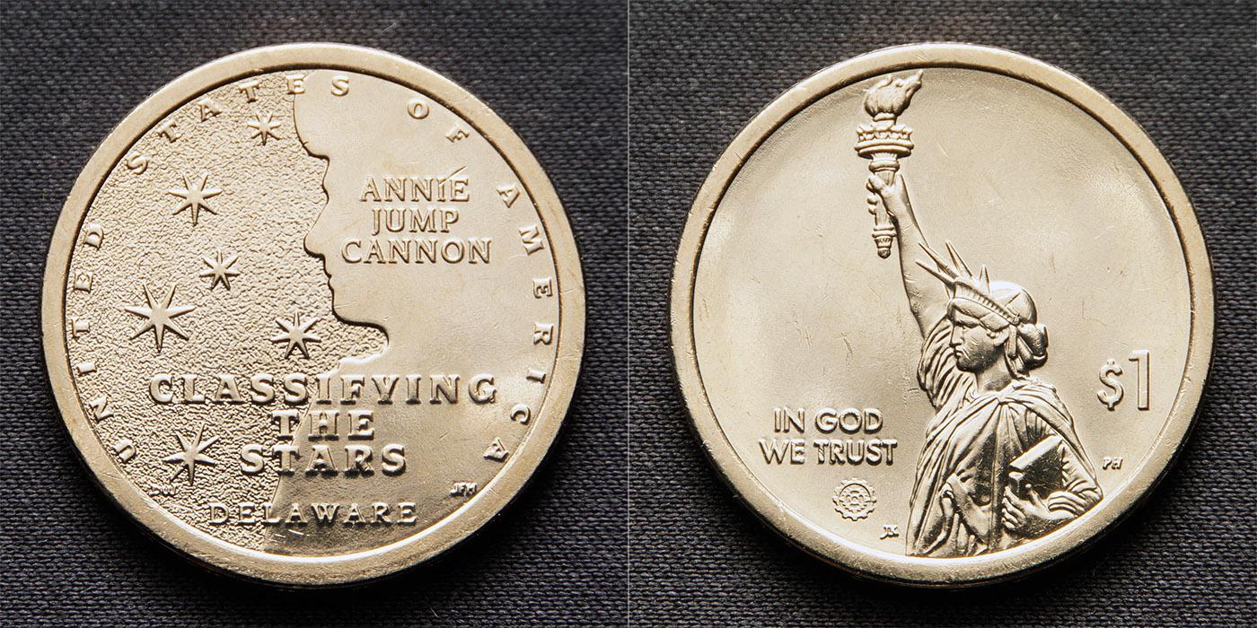 Коллекционная монета США 2019 1 доллар инновации классификация звезд Делавэр P UNC