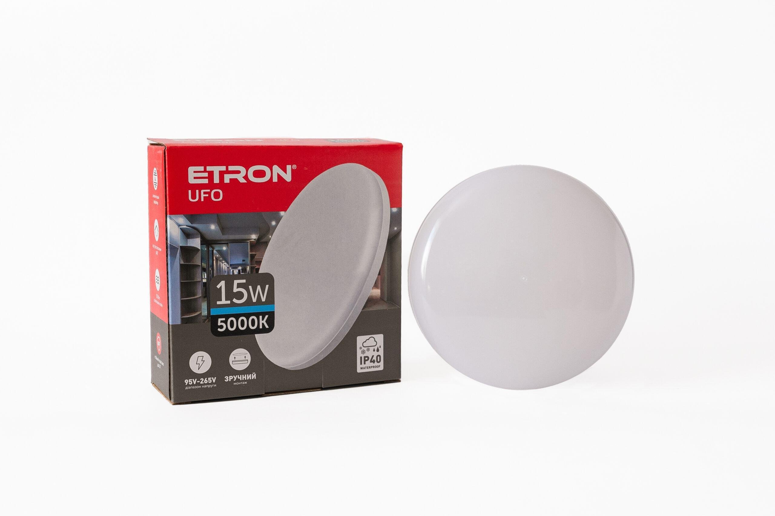 Светильник светодиодный ETRON 1-EIP-905 накладной круглый потолочный 15W 5000К дневной свет 95-265V Белый