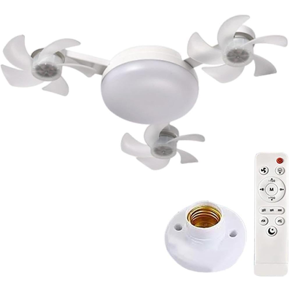 Лампа-вентилятор тройной с потолочной подсветкой с пультом Белый (33439) - фото 5