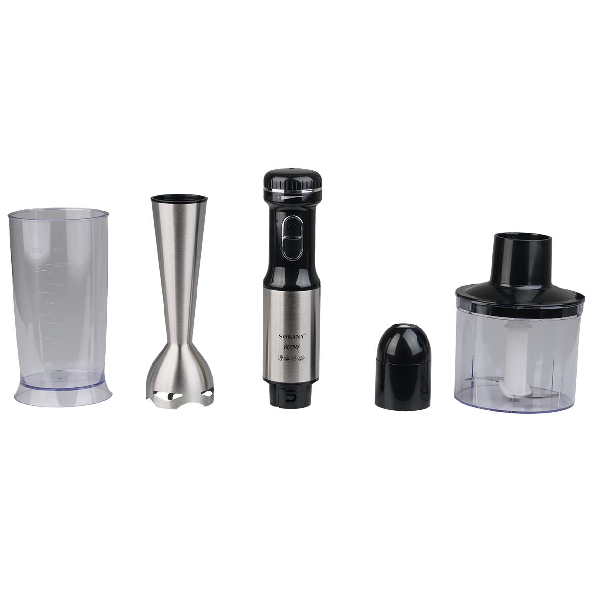 Блендер погружной Sokany SM-768-4 с чашей и 4 насадками 2 л Стальной (SM7684SS)