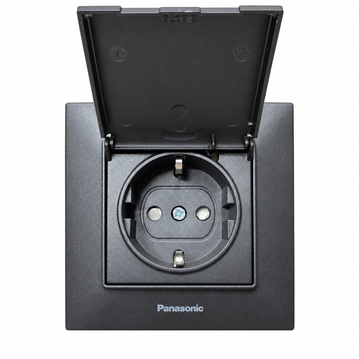 Розетка с заземлением с защитными шторками с дымчатой ​​крышкой Panasonic Arkedia Slim