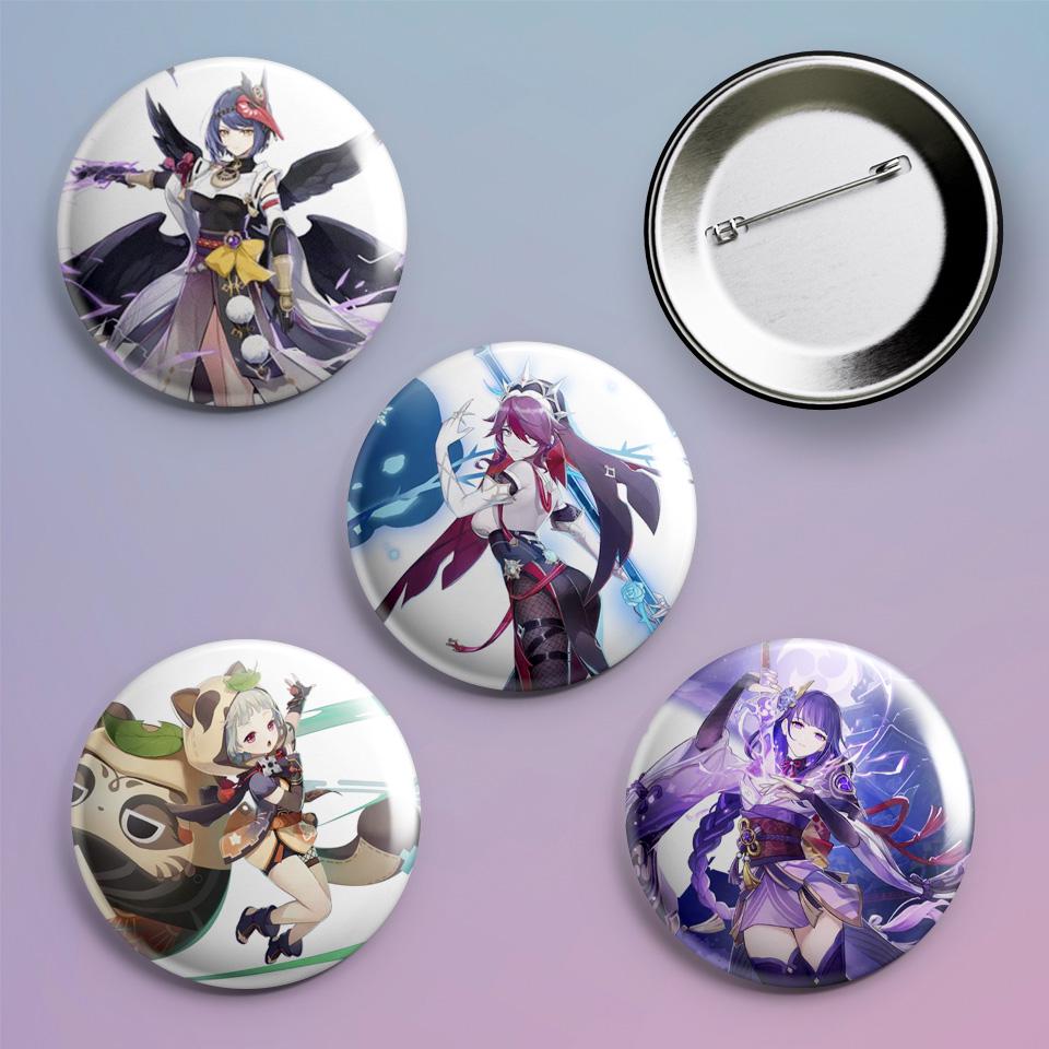 Значки на рюкзак с принтом игры Genshin Impact "18 4 шт.