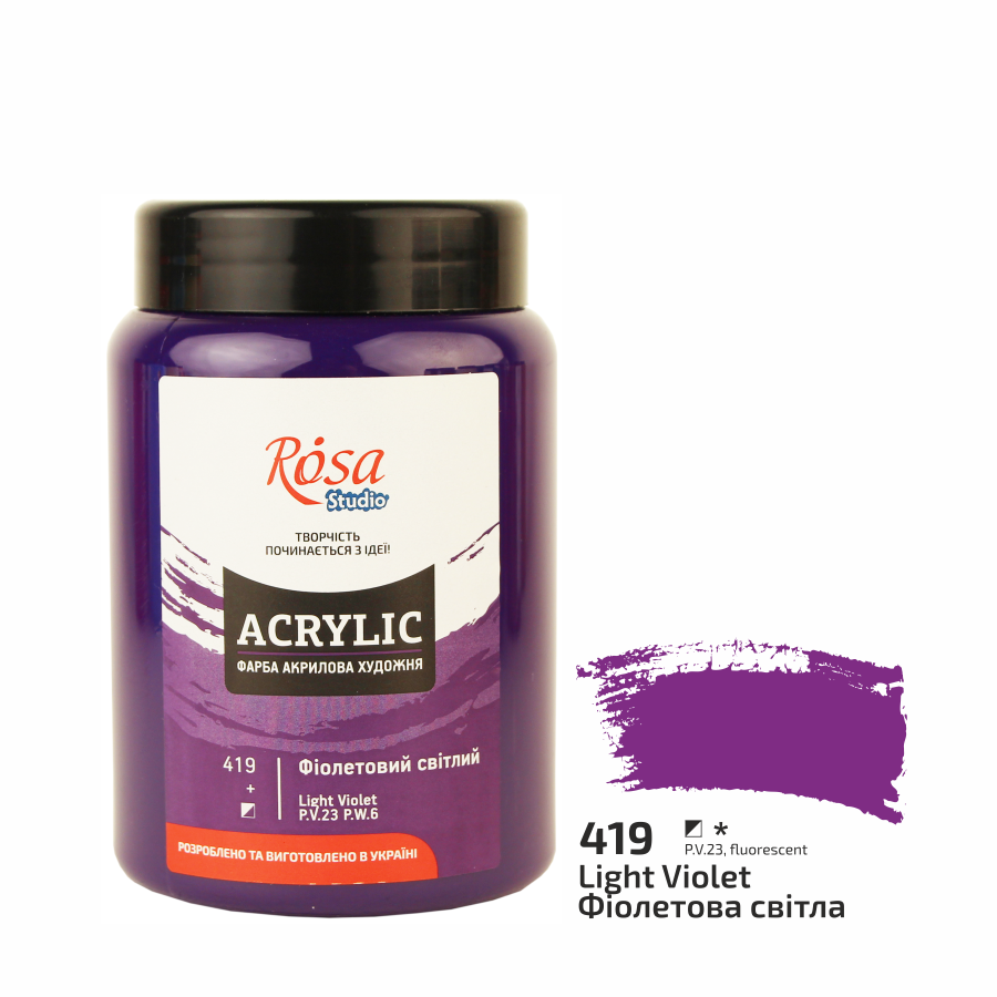 Акрилова фарба ROSA Studio 322419419 6 шт. 400 мл Світло-фіолетовий/419 (4823086706927) - фото 1 Акрилова фарба ROSA Studio 322419419 6 шт. 400 мл Світло-фіолетовий/419 (4823086706927) - фото 1