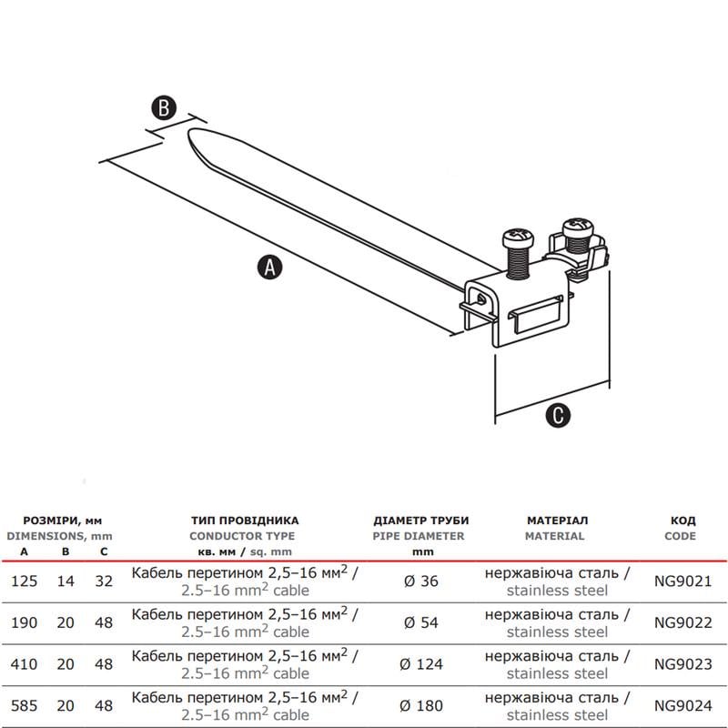 Хомут заземлення ДКС Jupiter Ø124 мм нержавіюча сталь для труб 1 шт. (NG9023) - фото 2 Хомут заземлення ДКС Jupiter Ø124 мм нержавіюча сталь для труб 1 шт. (NG9023) - фото 2