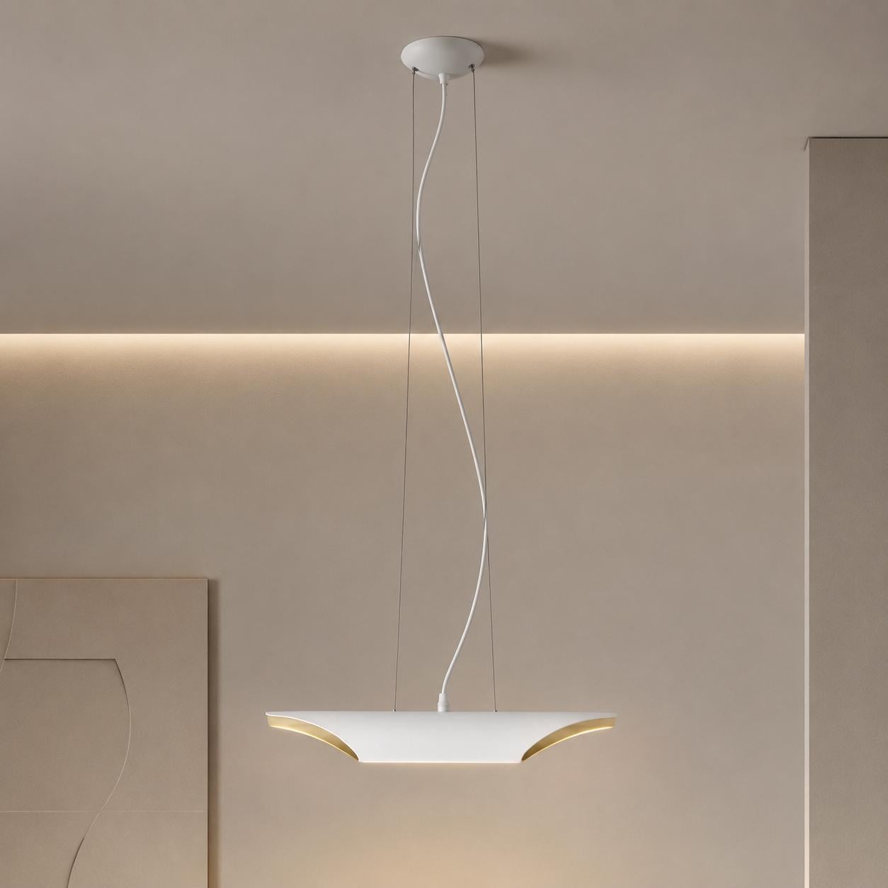Подвесной светильник MSK ELECTRIC Slice под две лампы Е27 Бело-золотой (NL 4310 WH+GD)