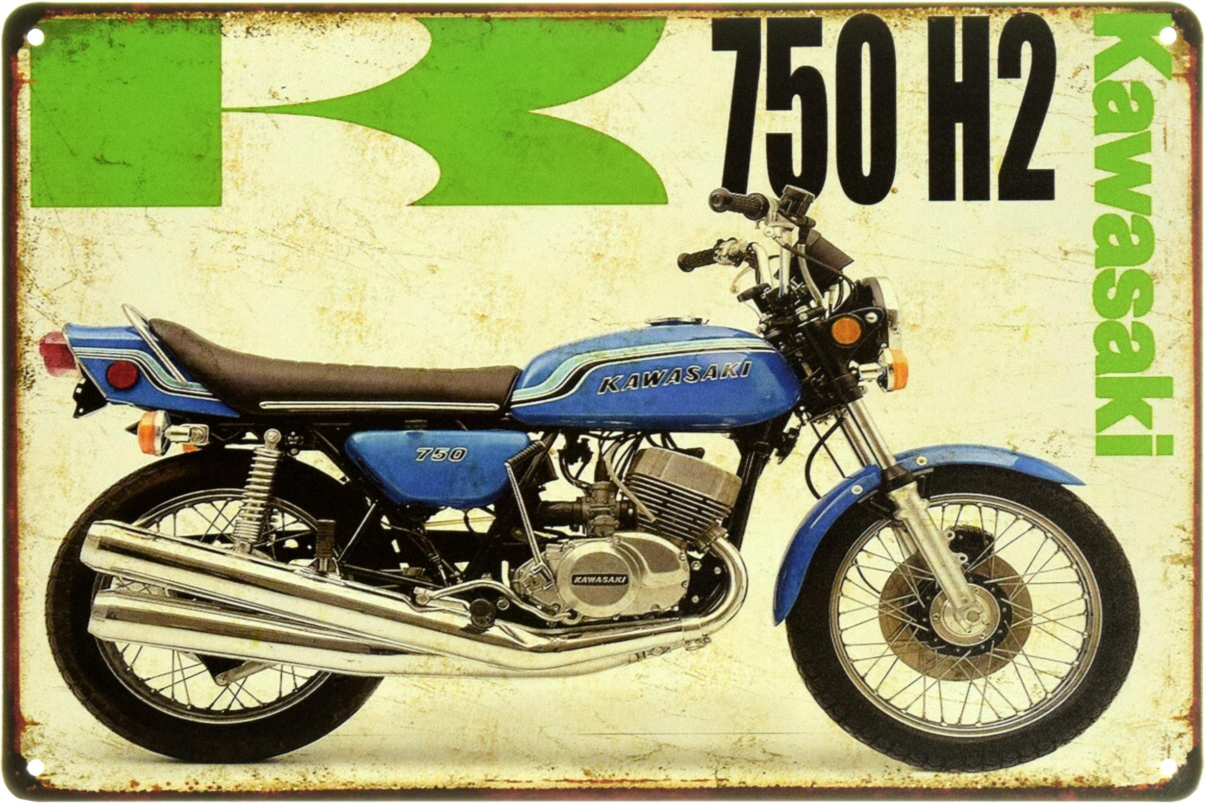 Табличка металева "Kawasaki 750 H2" 20x30 см (ms-104066)
