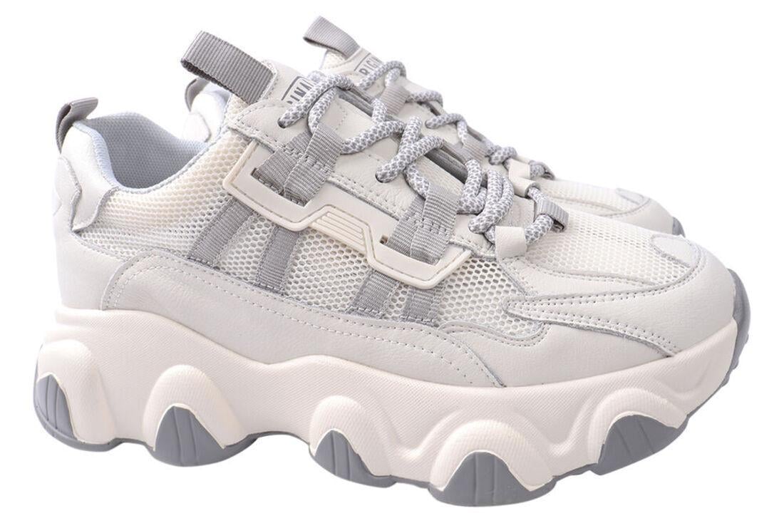 Кроссовки женские Vikonty из текстиля на платформе на шнуровке р. 37 Молочный (189-21LK)