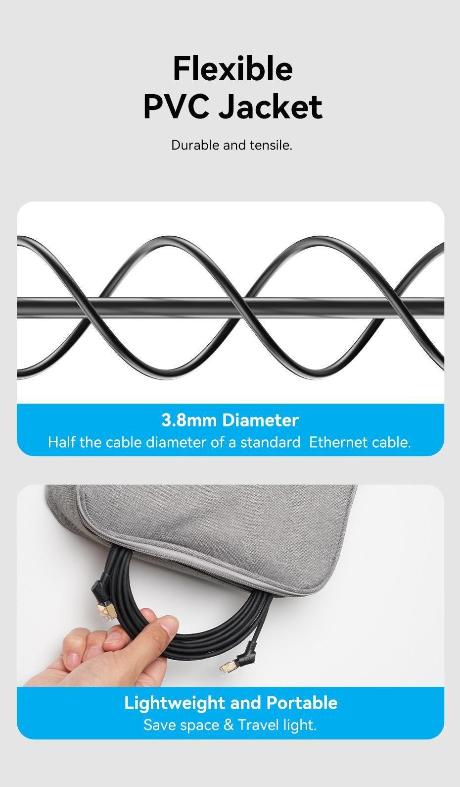 Патч-корд Vention Cat8 STP 40Gbps 2000MHz поворотный 90° 1,5м Черный (IKLBG) - фото 14 Патч-корд Vention Cat8 STP 40Gbps 2000MHz поворотный 90° 1,5м Черный (IKLBG) - фото 14