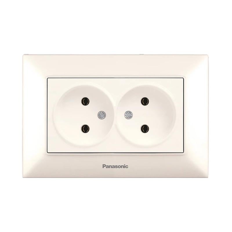 Розетка подвійна без заземлення Panasonic Arkedia Slim ABS Кремовий (WNTC02042BG-UA1)