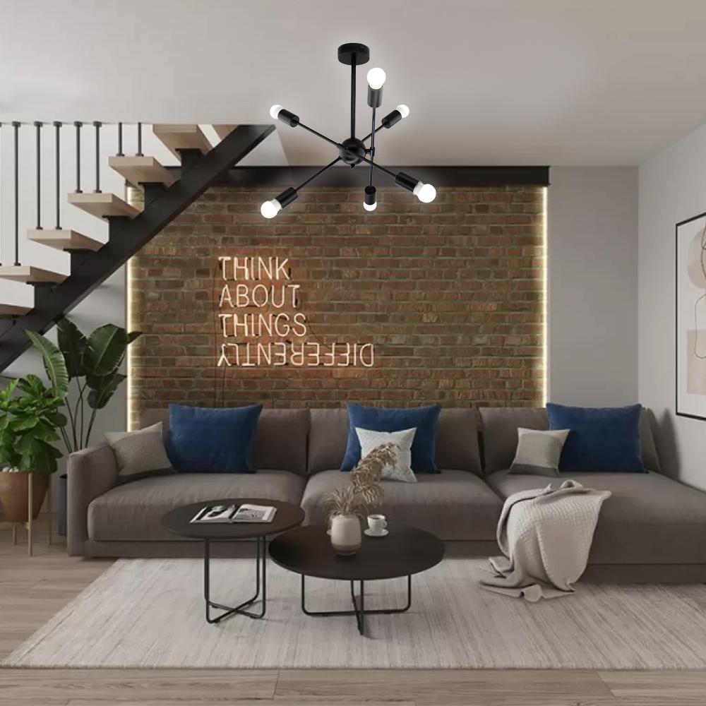 Люстра ESLLSE YORK R 510x380 мм на 6 ламп E27 Чорний (10468) - фото 9