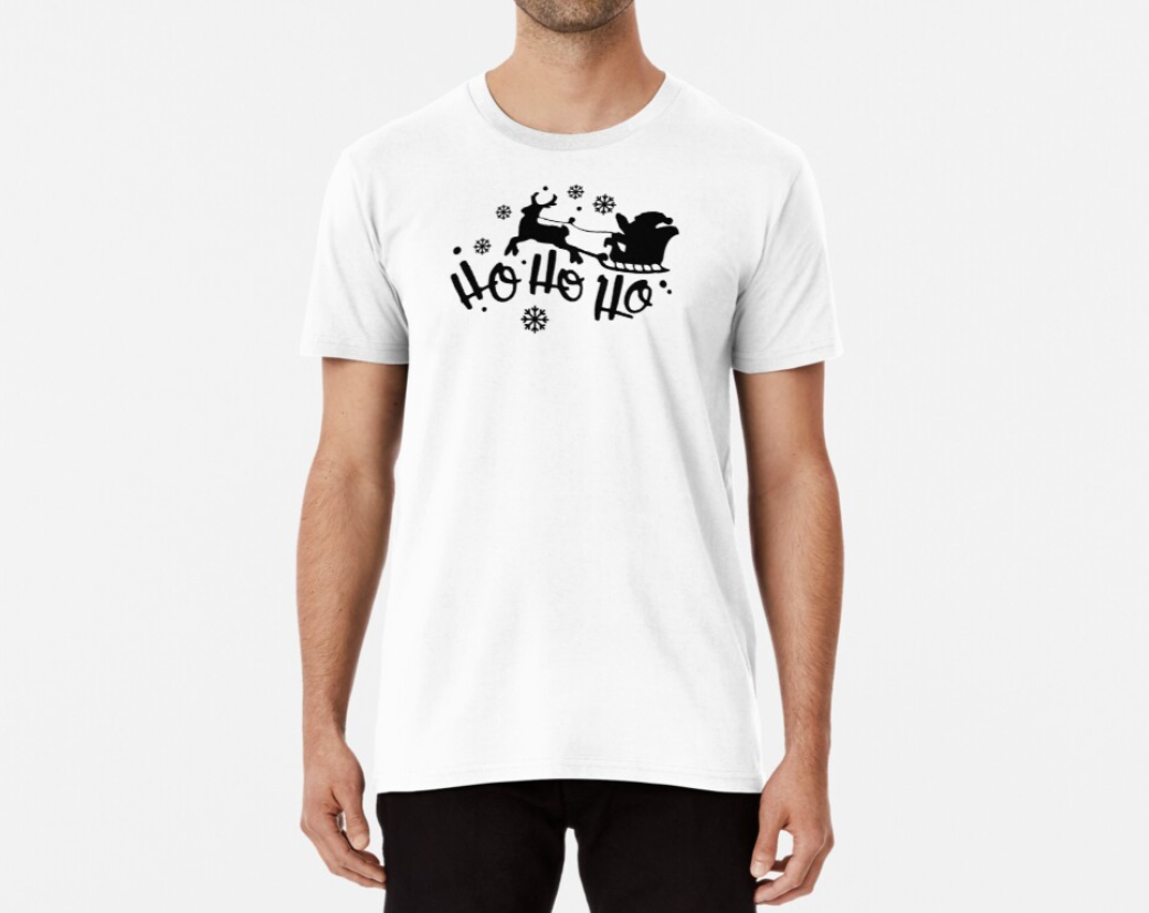 Футболка мужская новогодняя Stedman с принтом Ho Ho Ho Санта в пути L Белый (НГ70-9)