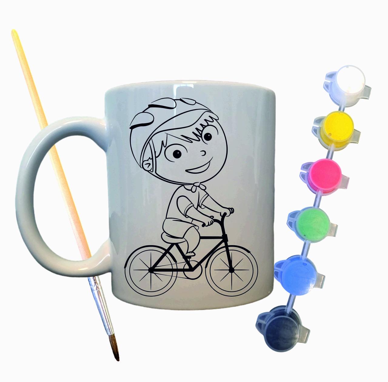 Набор для творчества кружка раскраска Ребенок велосипедист 330 мл Белый (КР0029) - фото 2 Набор для творчества кружка раскраска Ребенок велосипедист 330 мл Белый (КР0029) - фото 2