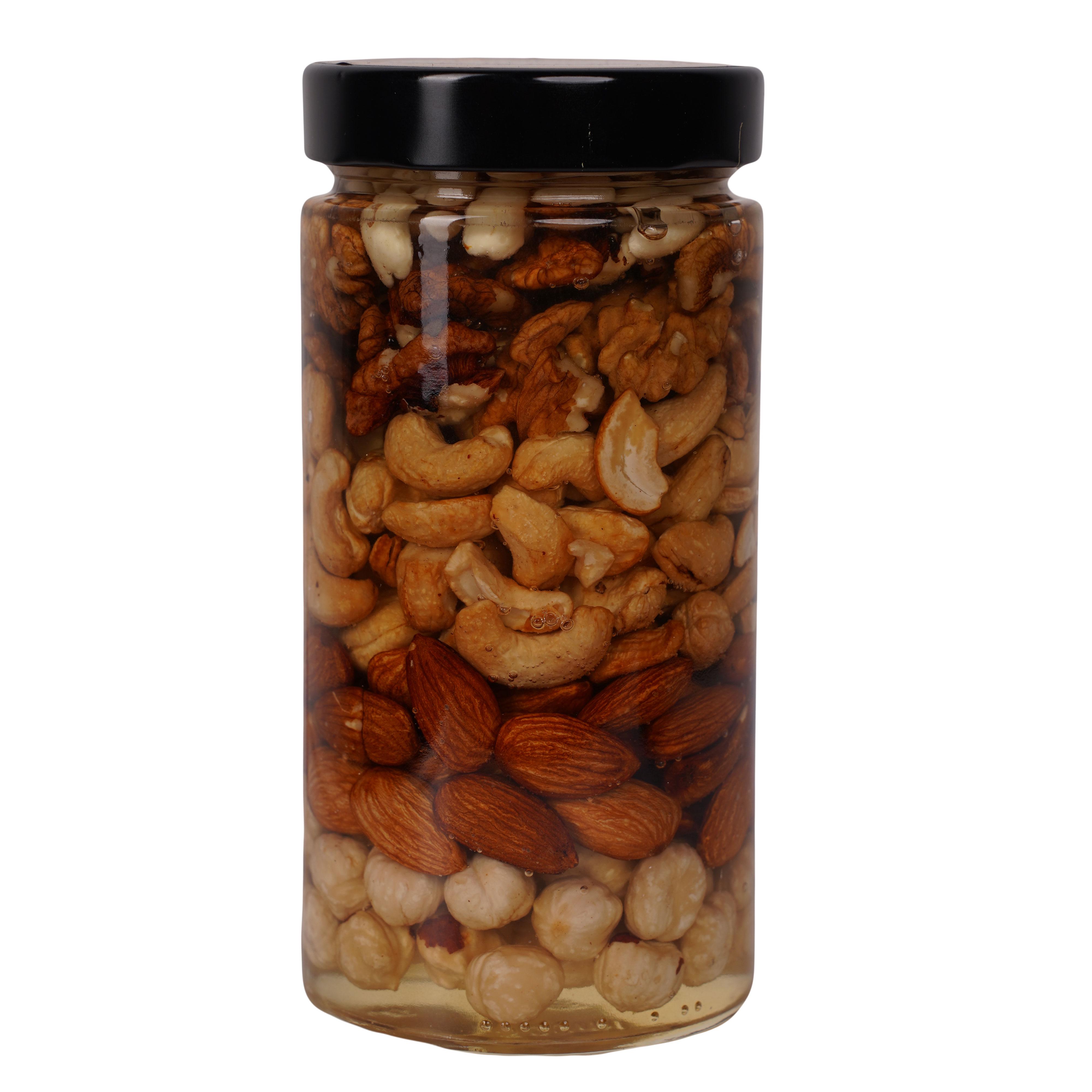 Мед акациевый Золотой Нектар с арахисом/грецким орехом/миндалем/фундуком и кешью в стекле 700 г