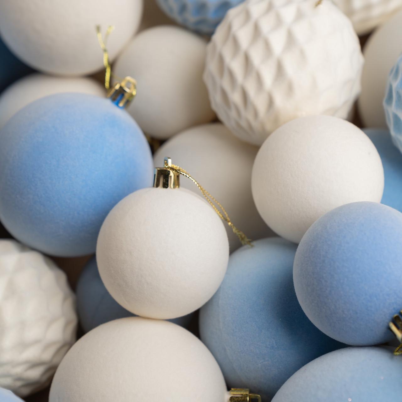 Набор шаров новогодних Бархат 40 шт. Голубой (2765836641) - фото 4 Набор шаров новогодних Бархат 40 шт. Голубой (2765836641) - фото 4