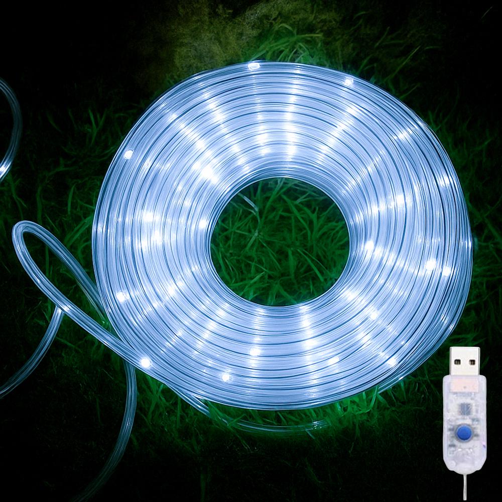 Гирлянда роса в силиконовой трубке 10 м от USB 100LED холодный белый