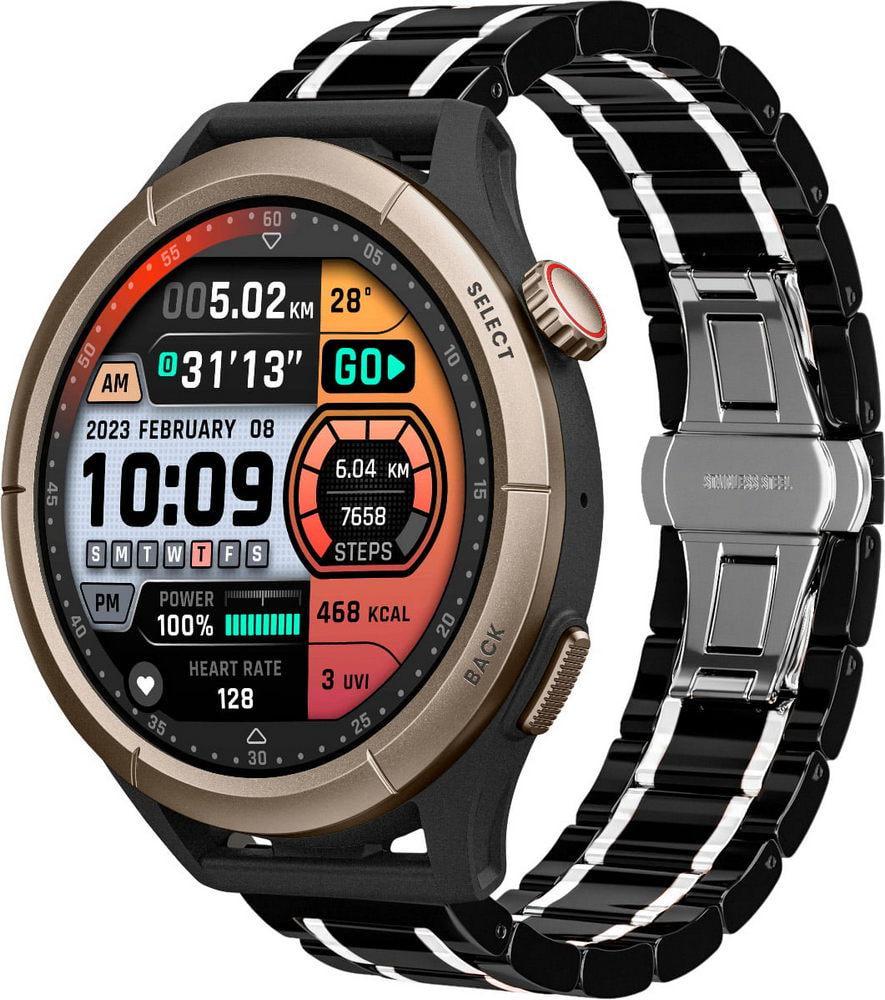 Ремінець керамічний Ceramo для Amazfit Cheetah Round/Cheetah Pro Black White (38444-1E)