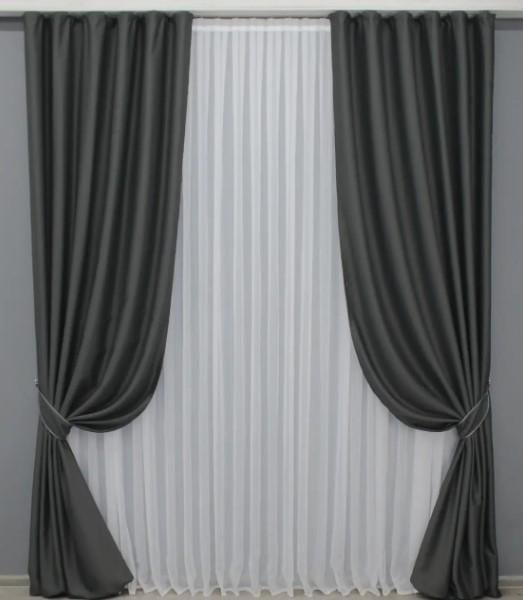 Шторы блекаут Midnight 1,5х2,9 м 2 шт. Графитовый (1399ш) - фото 1 Шторы блекаут Midnight 1,5х2,9 м 2 шт. Графитовый (1399ш) - фото 1