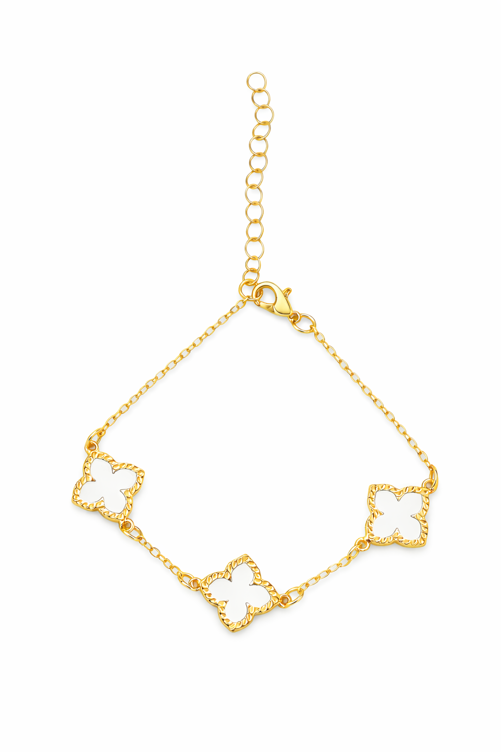 Браслет женский 3 цветка Gold/White (34060310)