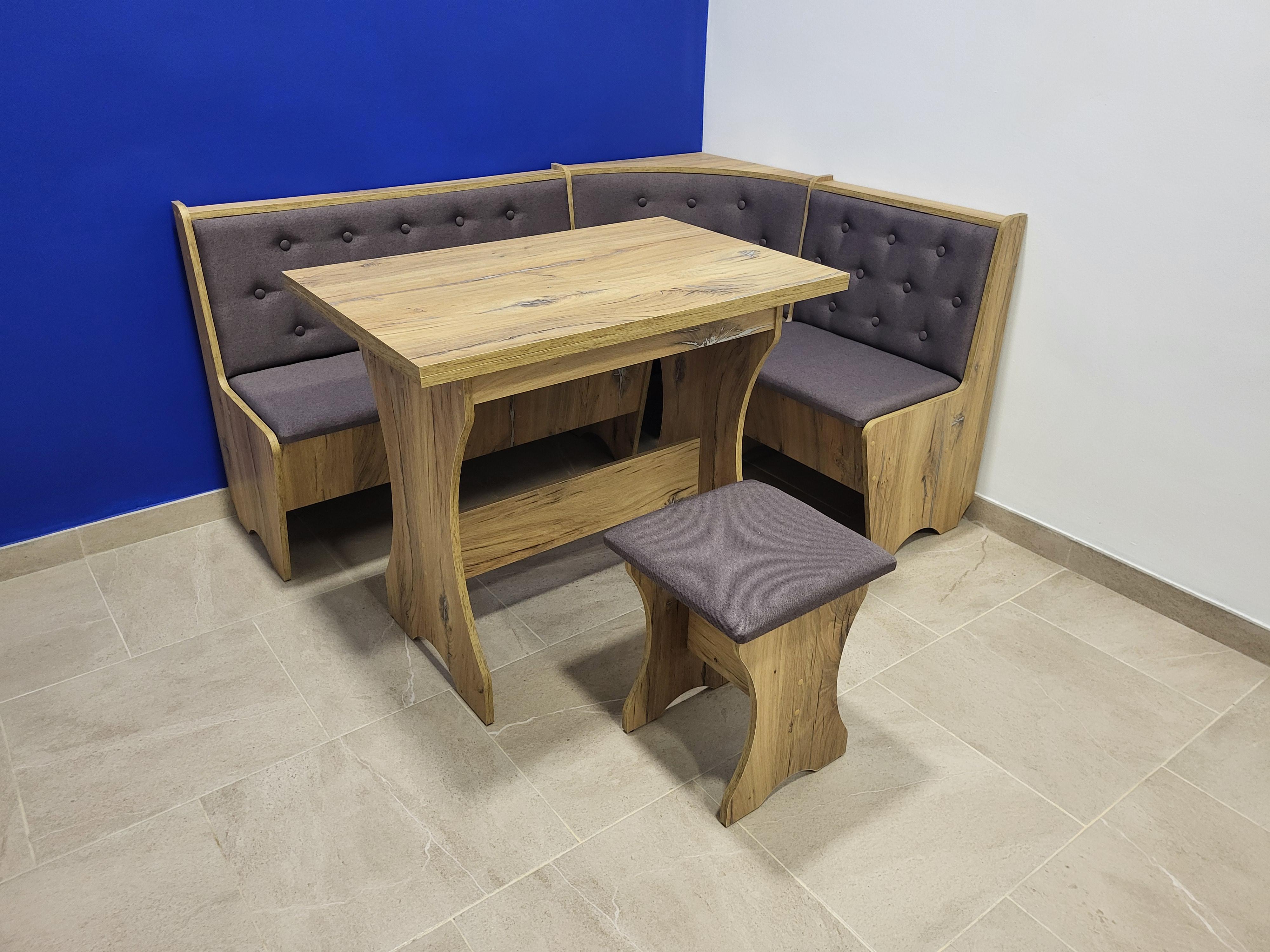 Кухонный уголок Семейный с раскладным столом и табуретом 113,5х153,5 см Дуб Флагшток/Бонус Нова (KST-DF-BN)