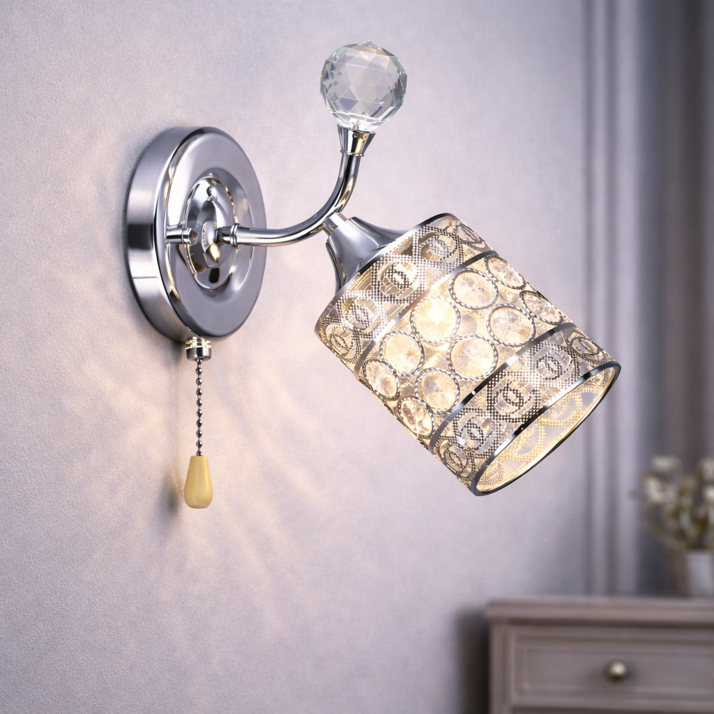 Бра Valeso с хрустальным декором под одну лампу Е27 Хром (B N6704/1W CH)
