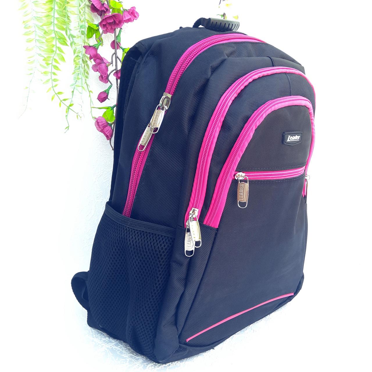 Рюкзак ортопедический Leader 42х29х15 см Черный/Розовый (982075) - фото 4