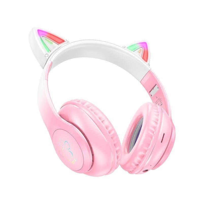 Наушники беспроводные с ушками Hoco Cat ears W42 bluetooth Pink (12154463)