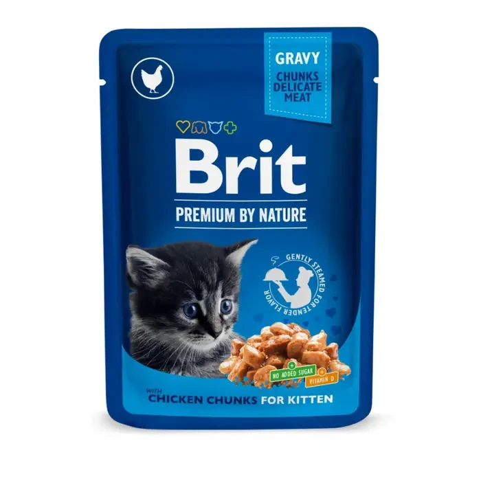 Вологий корм для кошенят Brit Premium Cat Chicken Chunks for Kitten курка 100 г (100274/506026)